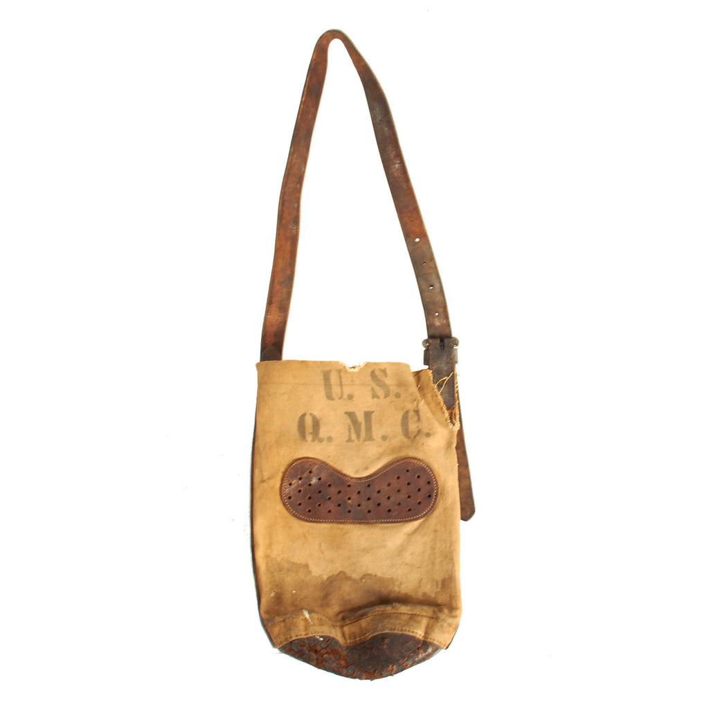 Original U.S. WWI US Army Cavalry Q.M.C. Marked Horse Feedbag Original Items