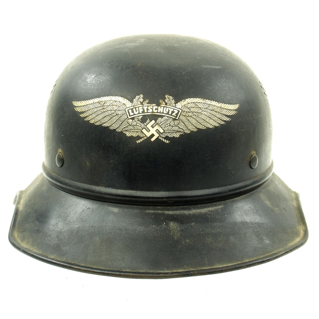Original German WWII M38 Luftschutz Beaded Gladiator Air Defense Helmet - marked & dated 1940 Original Items