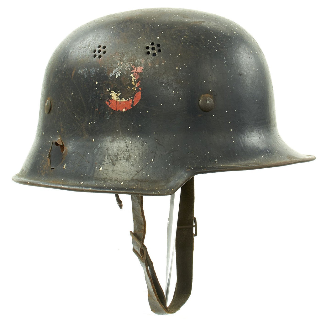 Original German WWII Battle Damaged M34 Square Dip NSDAP Civic Police Steel Helmet Original Items