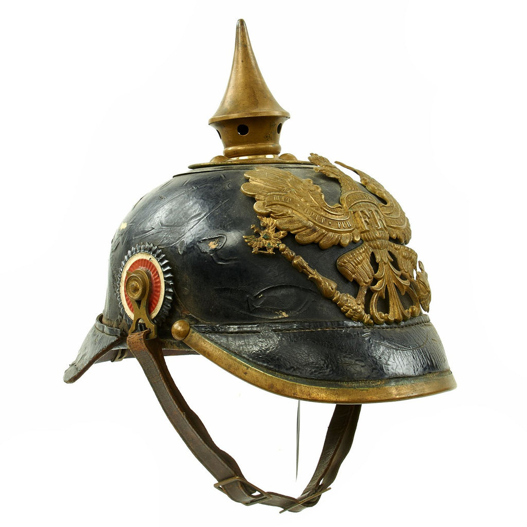 Original Imperial German WWI Prussian M1895 Line Infantry Pickelhaube Spiked Helmet - dated 1912 Original Items