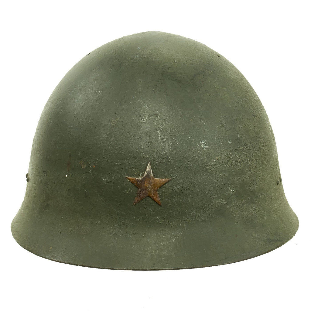 Original Japanese WWII Type 92 Army Combat Helmet Period Repainted Green & dated 1942 - Tetsubo Original Items