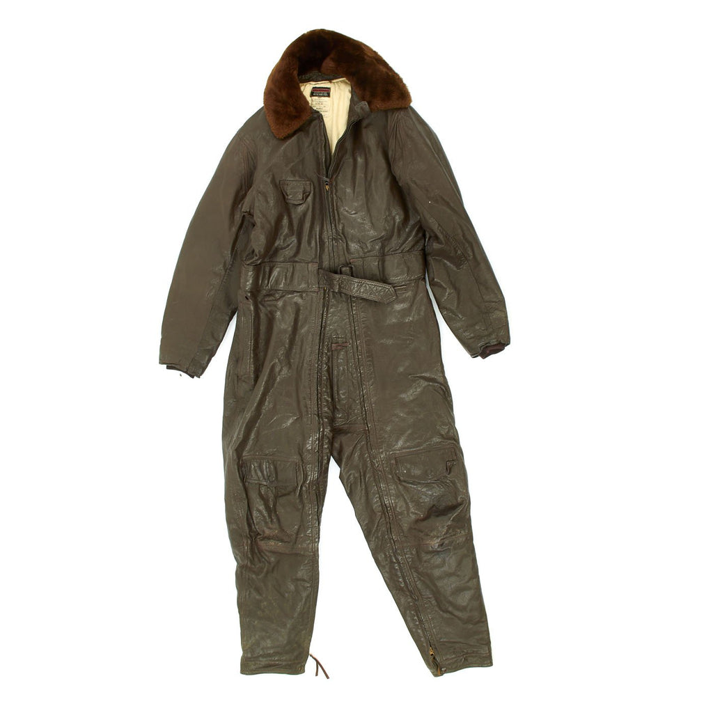 Original U.S. WWII Navy CFN-24 Colvinex Leather Heavy Flight Suit Original Items