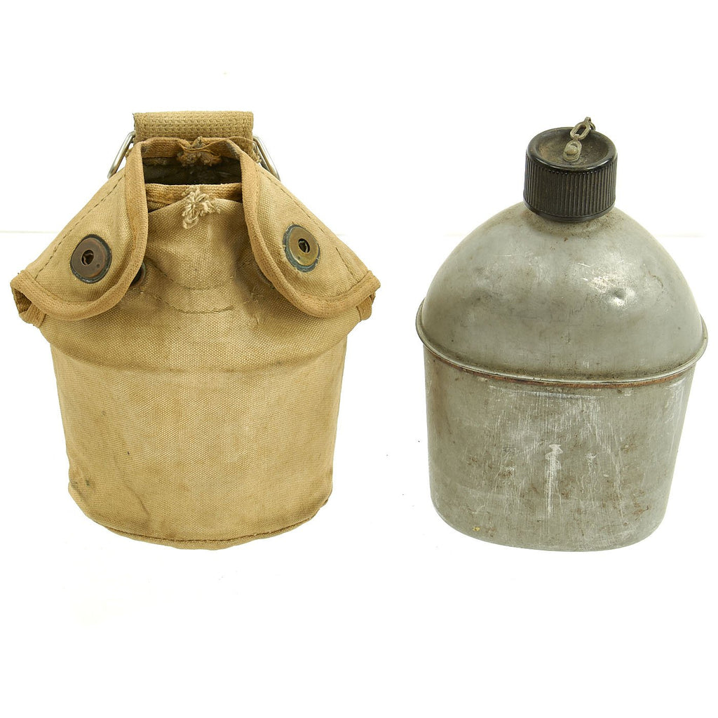 Original U.S. WWII Canteen and Cup in 2nd Pattern USMC Canvas Carrier Original Items