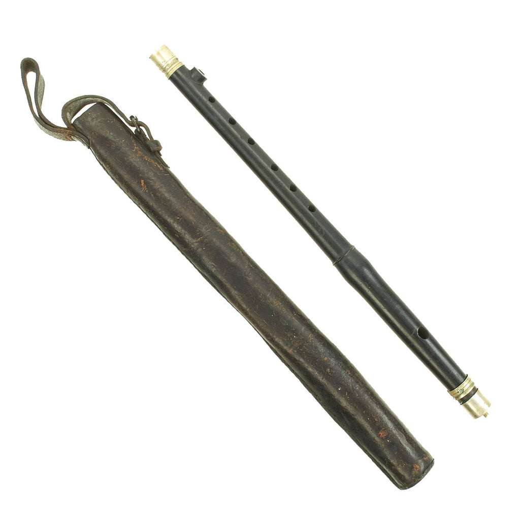 Original German WWII Luftwaffe Wooden Flute with Leather Carry Case Original Items