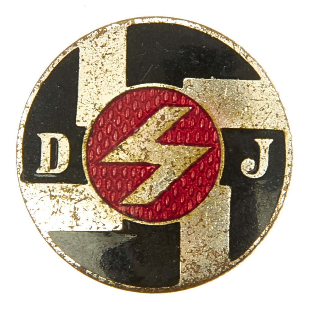 Original German WWII Deutsches Jungvolk DJ Enamel Membership Badge Pin by Overhoff & Cie. - RZM 24 Original Items