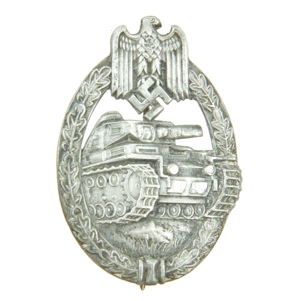 Original German WWII Silver Grade Panzer Assault Tank Badge - Hollow Back Version Original Items