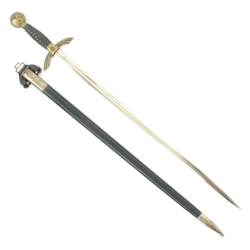 Original German WWII Early Luftwaffe Officer Sword by Paul Weyersberg with Waffen Mark - Nickel Plated Blade Original Items