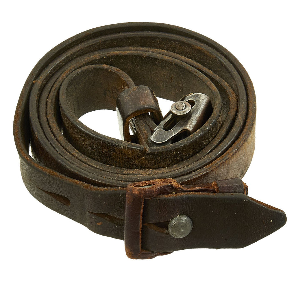 Original German WWII Karabiner 98 kurz K98k Leather Sling by Stolla's Söhne, W.K., K. & A. Stolla - Kar98k Original Items