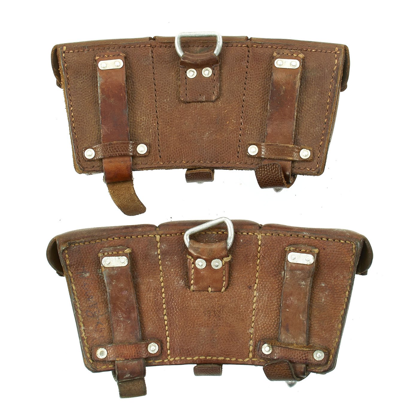 値下げ！ ヴィンテージ 稼働品 ドイツ製　Braun Type 149/AB4 Original German WWII Set of Two Brown Leather Mauser 98k Triple