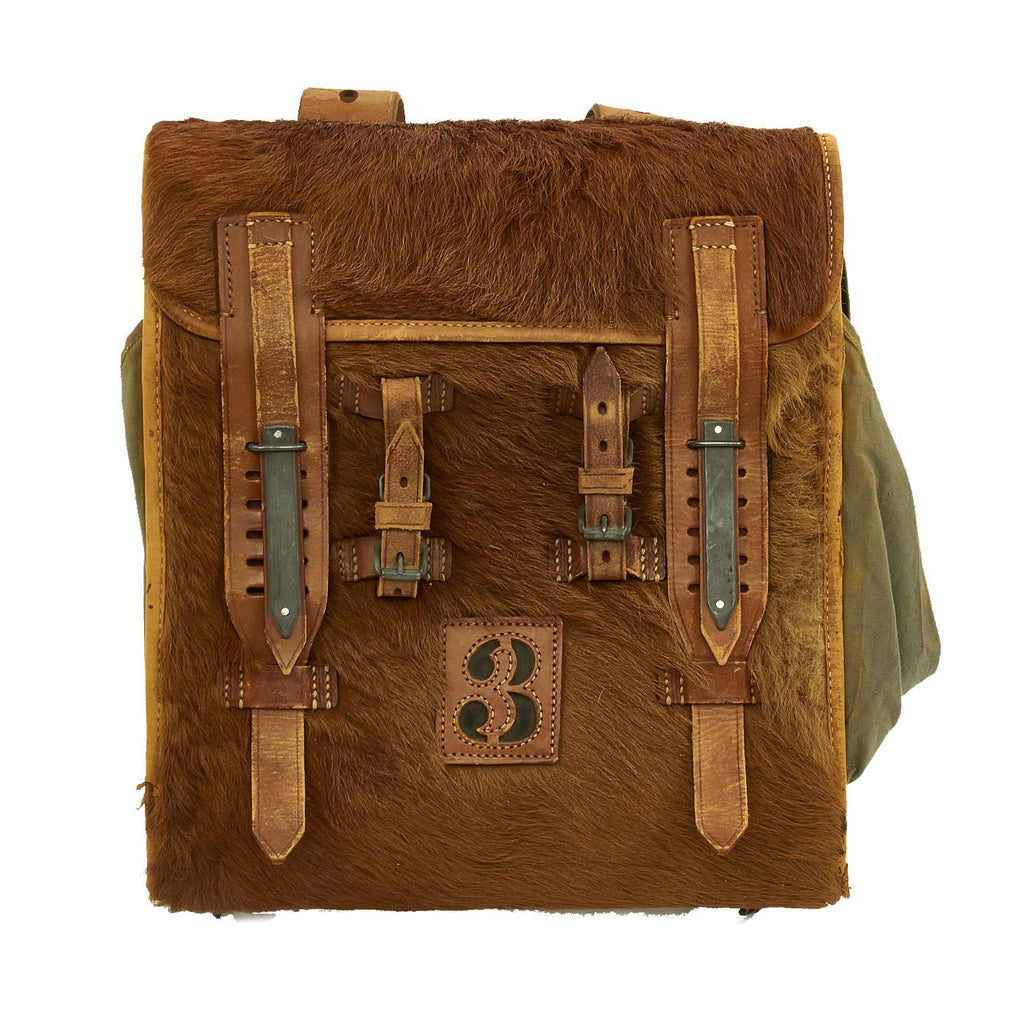 Original German WWII Radio Signalman #3 Fernsprechtornister Cowhide Backpack - Dated 1940 Original Items