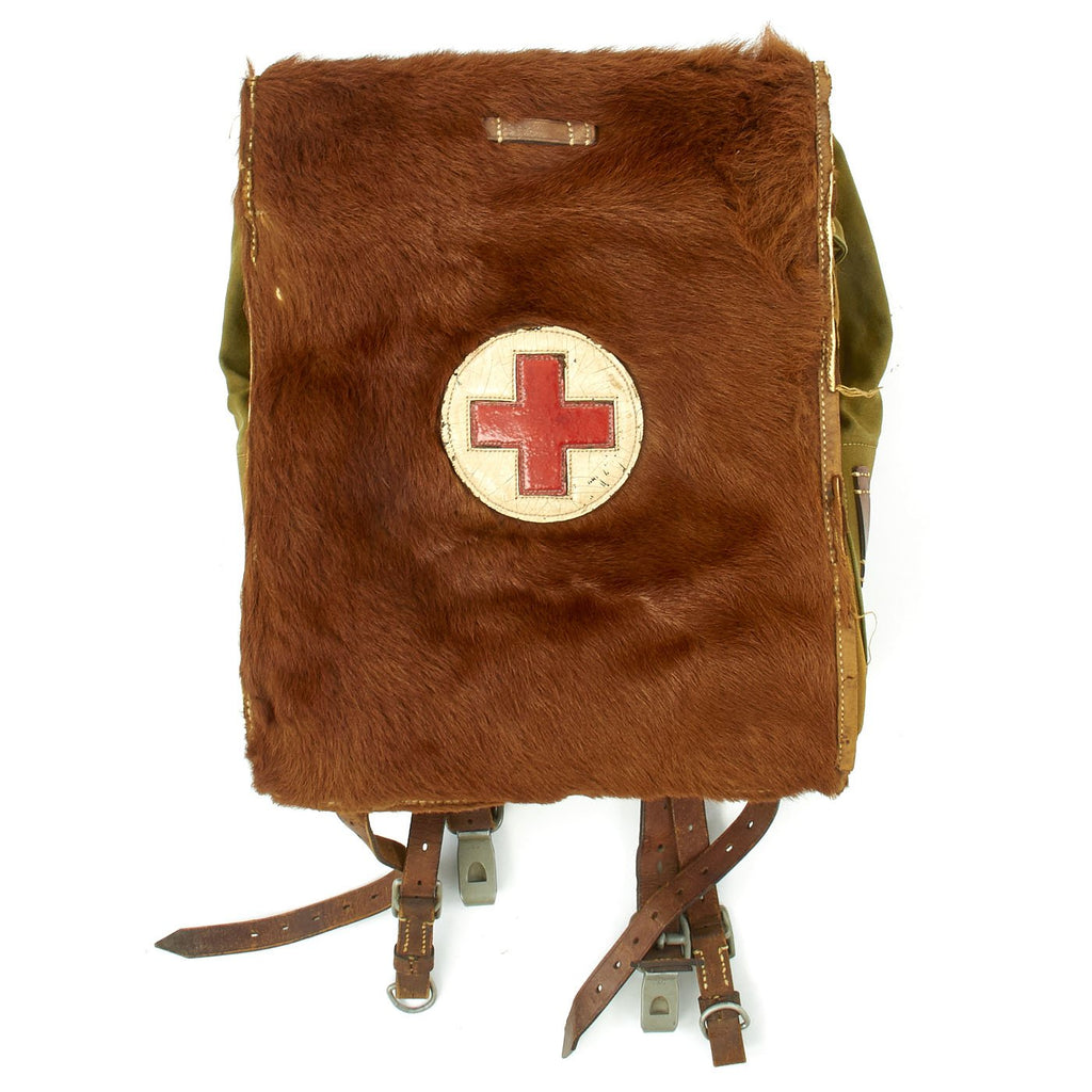 Original German WWII Medic Issue Tornister 34 Cowhide Backpack with Shoulder Straps - Dated 1938 Original Items