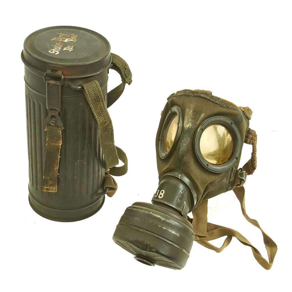 Original German WWII M30 3rd Model Size 3 Gas Mask with Filter
