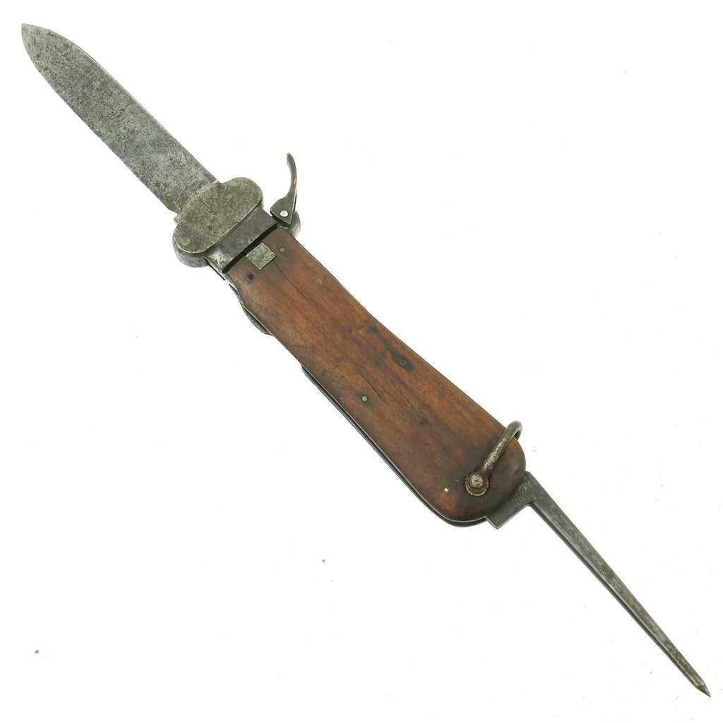 Original German WWII Late War Luftwaffe Take Down Fallschirmjäger Gravity Knife with Solingen RB Number Original Items