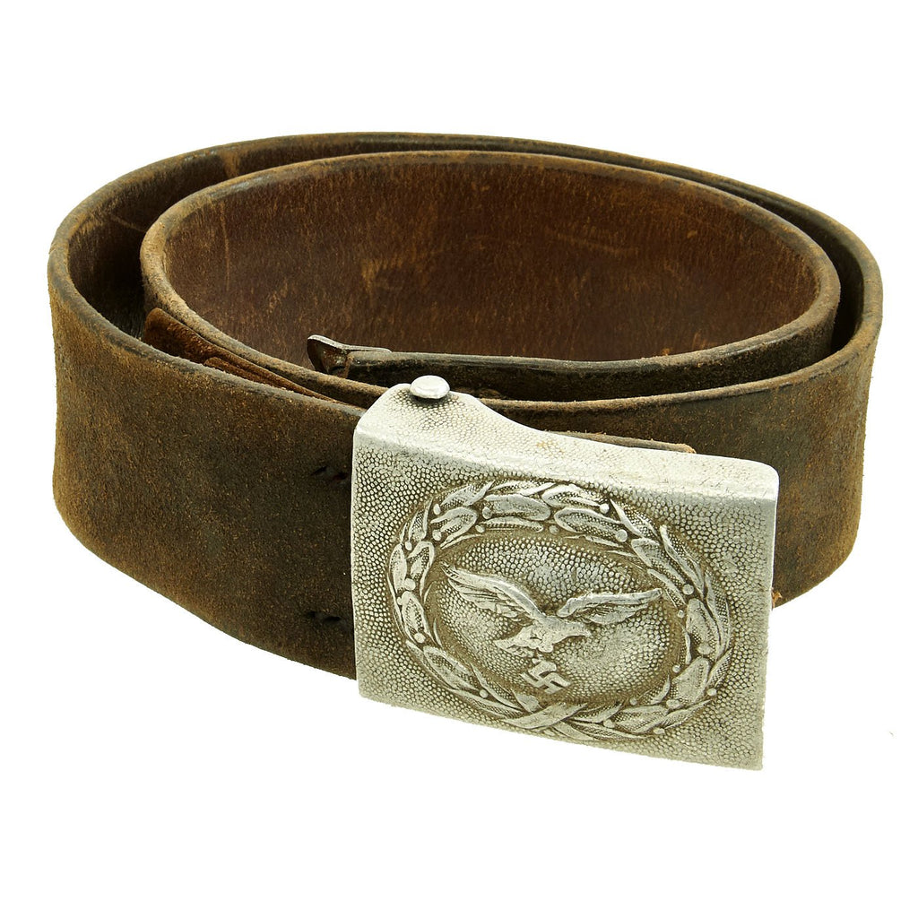 Original German WWII EM/NCO Luftwaffe Belt with 1938 Dated Aluminum Buckle by R. Sieper & Söhne Original Items