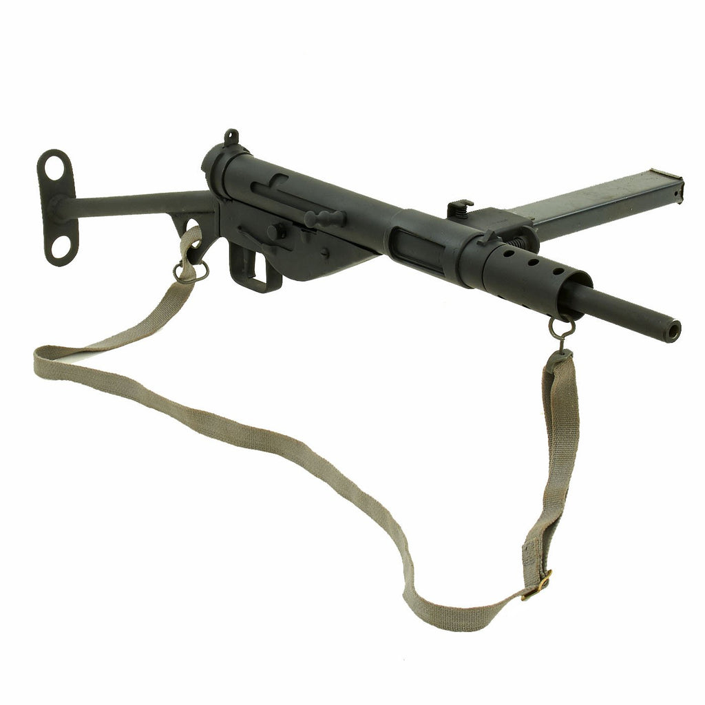 Original British WWII Sten MkII Display Submachine Gun with Magazine and 1952 R.A.F. Sling Original Items