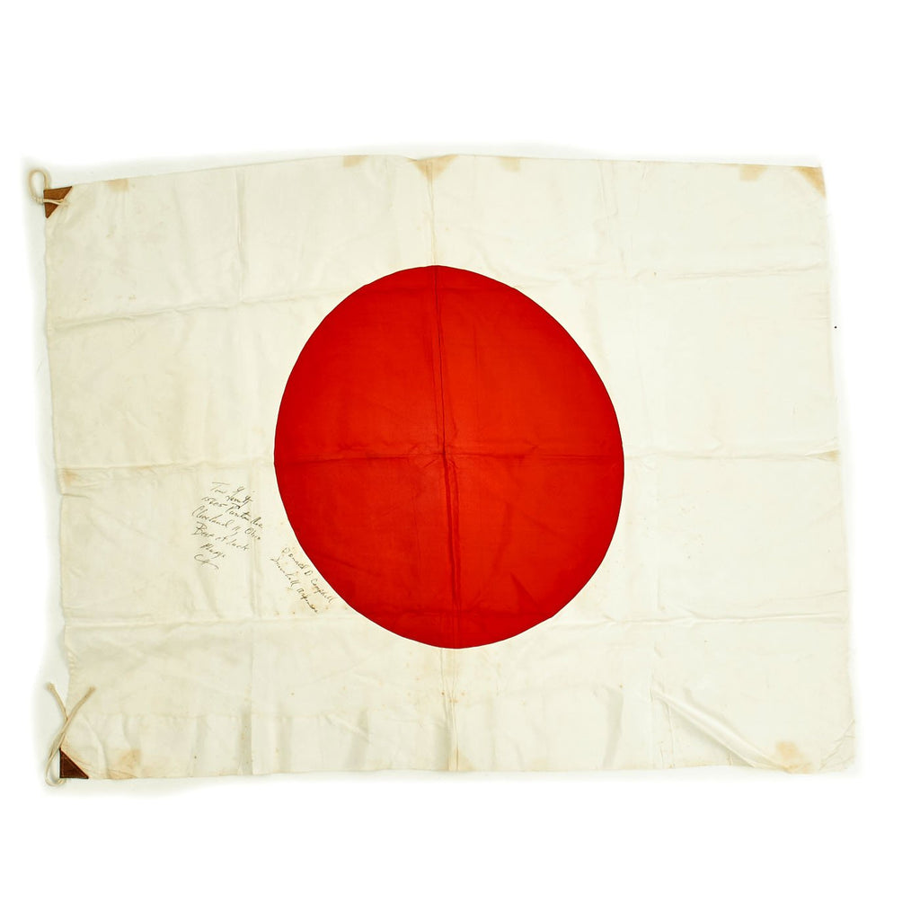 Original Japanese WWII Signed USGI Bring Back Japanese "Meatball" Flag - 29" x 38" Original Items