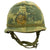 Original U.S. WWII Vietnam War M1 Personalized Paratrooper Helmet with USMC Reversible Camouflage Cover Original Items