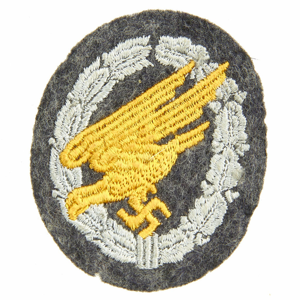 Original German WWII Luftwaffe Fallschirmjäger Paratrooper Embroidered Cloth Badge - Parachutist Badge Original Items