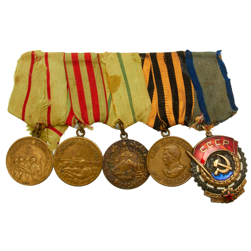 Original Soviet Russian WWII Medal Bar - Stalingrad Veteran - 5 Medals Original Items