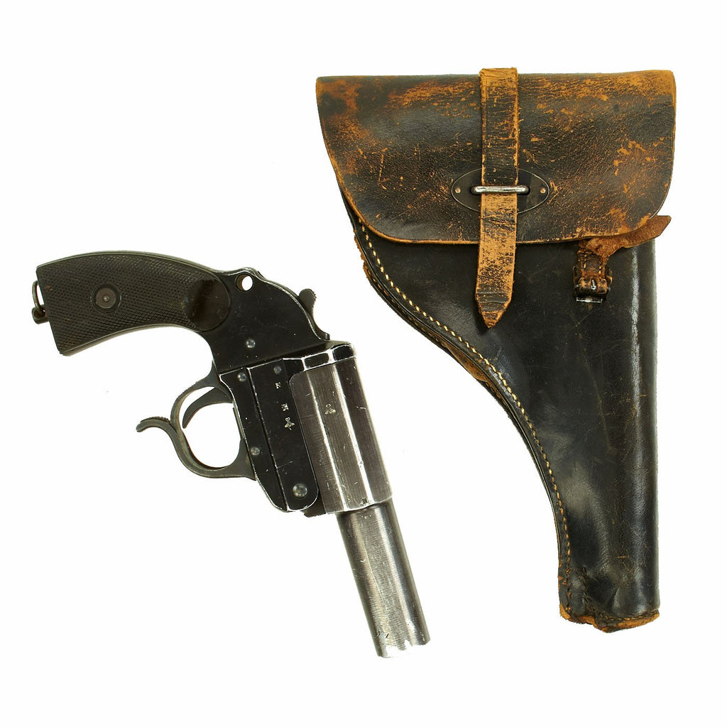 Original German WWII Leuchtpistole 34 Heer Signal Flare Pistol by Walther with Holster - Dated 1943 Original Items