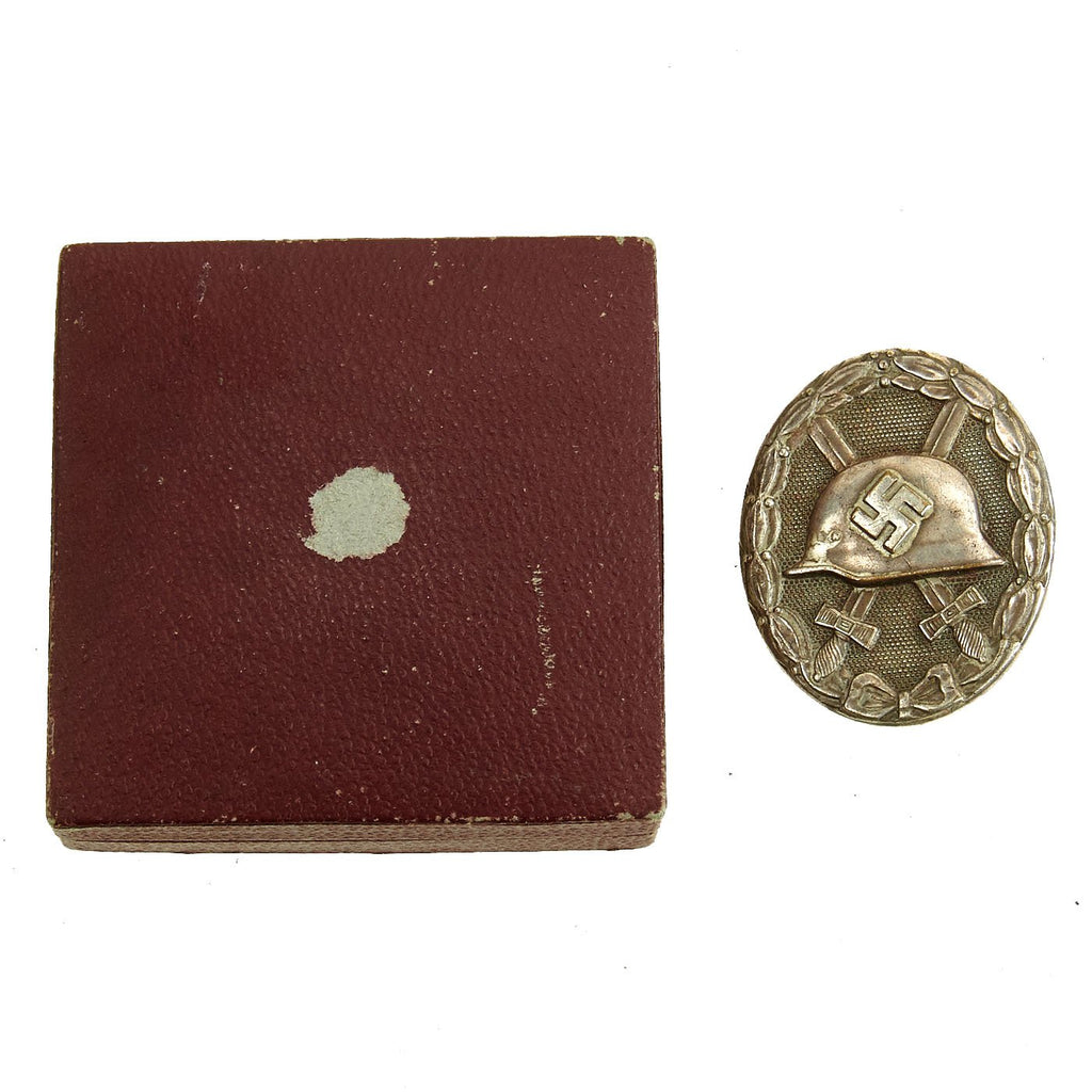 Original German WWII Early Tombak Solid Back Silver Wound Badge in Case Original Items