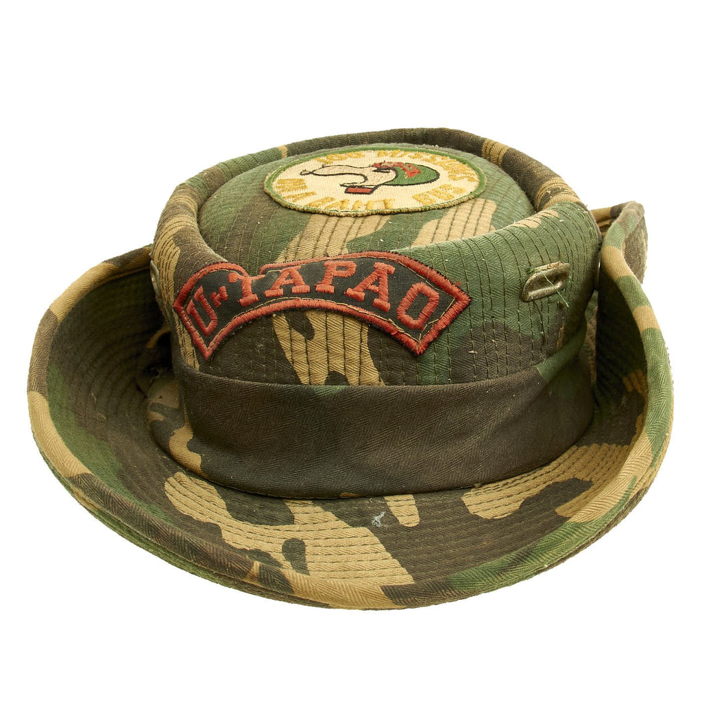 Original U.S. Vietnam War "100 Missions on a Baht Bus" Snoopy Boonie Hat with U-Tapao Airfield Patch Original Items