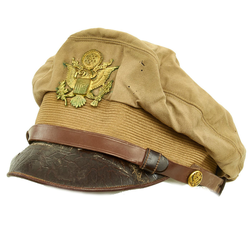 Original U.S. WWII USAAF Named Officer Summer Crush Visor Cap by Knox Fifth Avenue New York Original Items