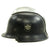 Original German WWII M34 Square Dip All Aluminum Fire Police Helmet with Double Decals - Feuerwehr Original Items