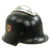 Original German WWII M34 Square Dip All Aluminum Fire Police Helmet with Double Decals - Feuerwehr Original Items