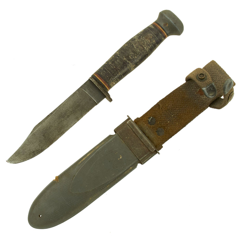 Original U.S. WWII USN Mark 1 RH Pal -35 Fighting Knife with USN MK1 Scabbard Original Items