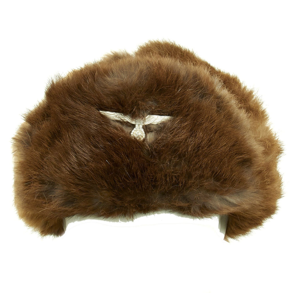 Original German WWII 1943 Dated Eastern Front Rabbit Fur Winter Hat in size 56 - RBNR. Marked Original Items