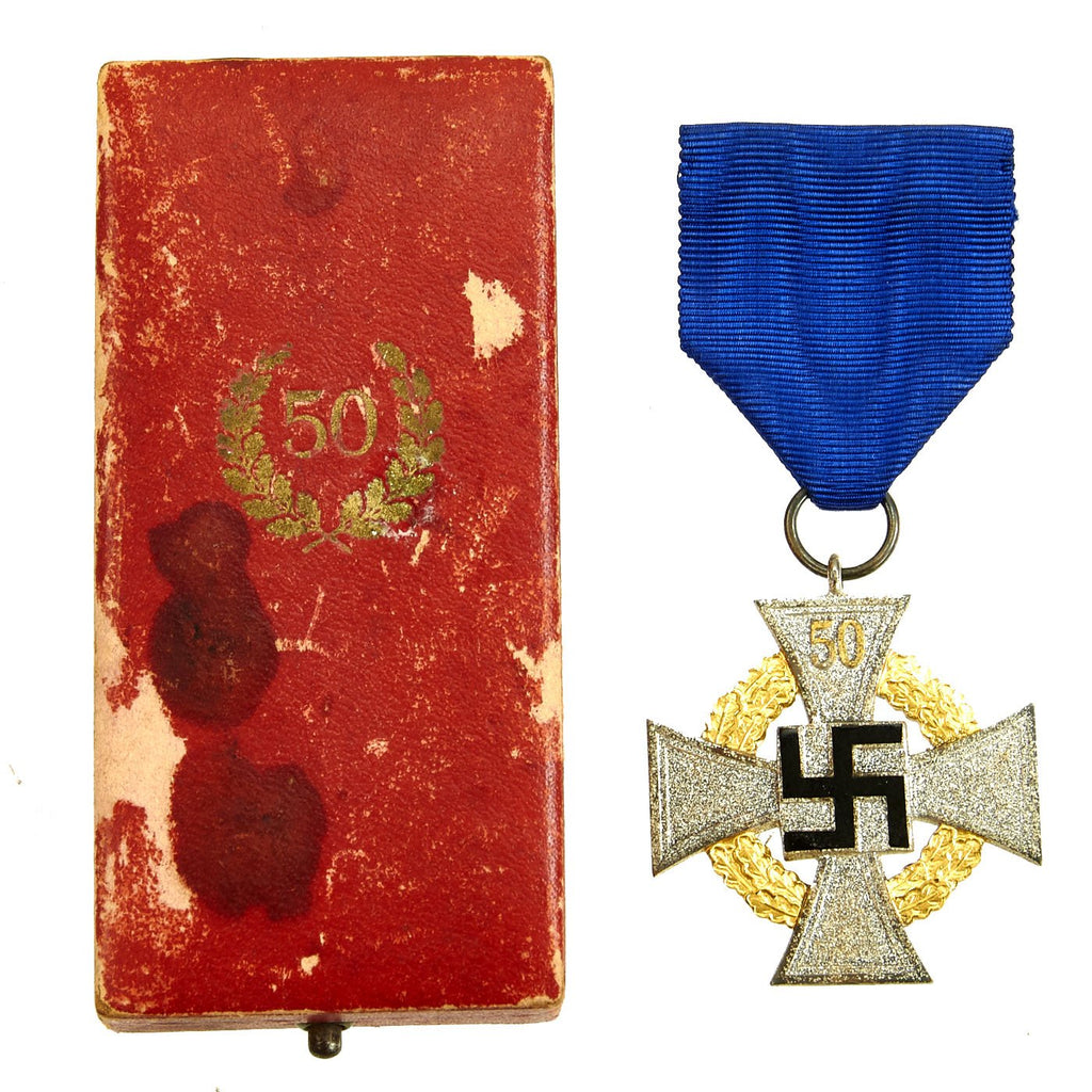 Original German WWII 50 Year Civil Service Faithful Service Medal in Case Original Items