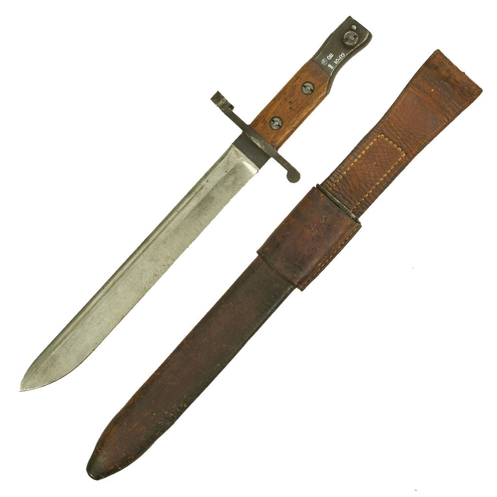 Original Canadian WWI Mk.I Ross Rifle Bayonet and Scabbard with U.S. WWI Surcharges - dated 1909 Original Items