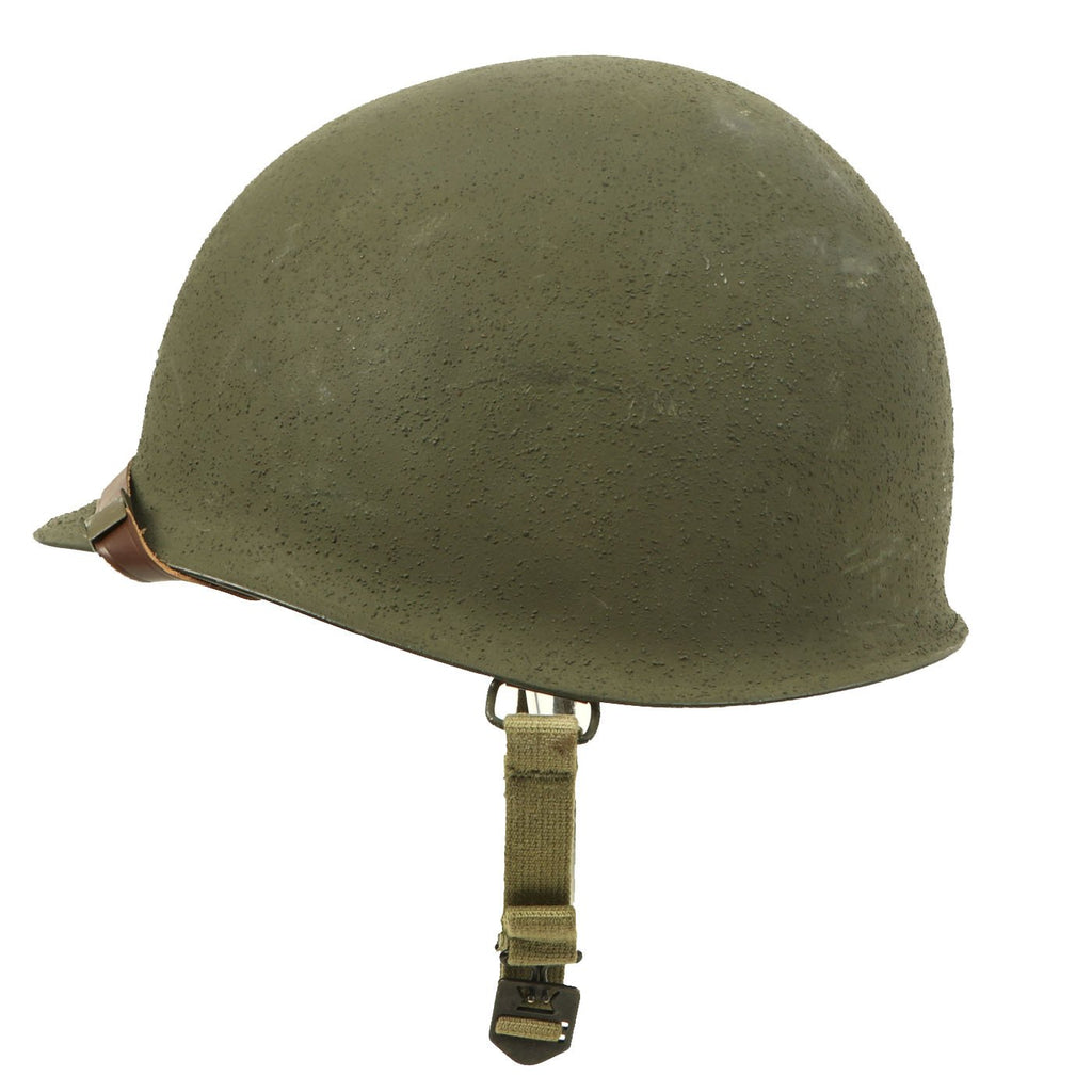 Original U.S. WWII Unissued 1945 M1 McCord Rear Seam Swivel Bale Helmet with MSA Liner Original Items