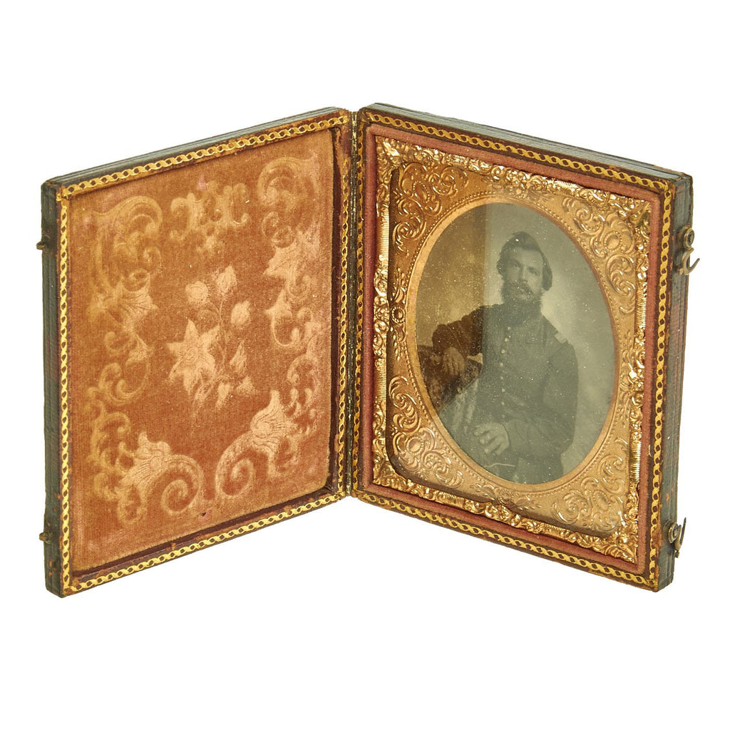 Original U.S. Civil War Federal Officer Sixth Plate Tintype Photograph in Patriotic Case Original Items