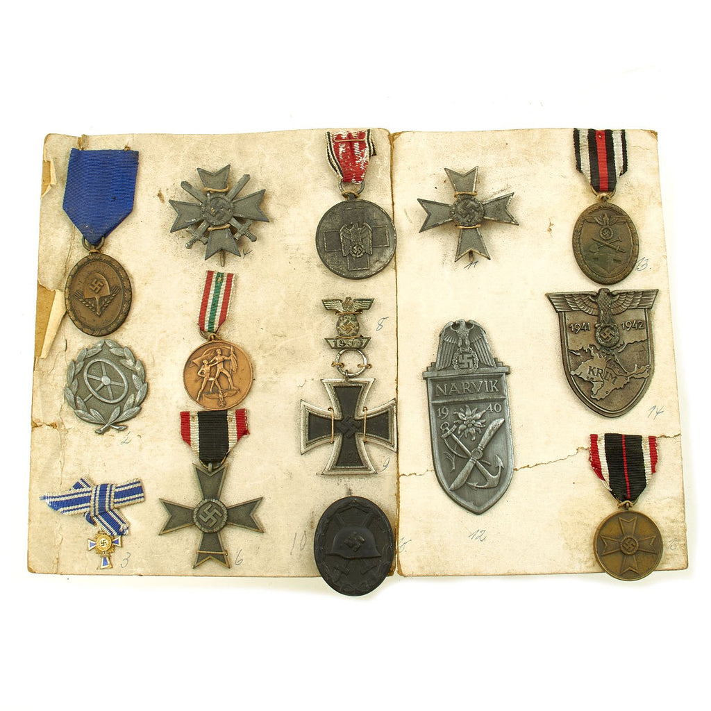 Original German WWII Factory Salesman Medals and Awards Sample Set on Display Board Original Items
