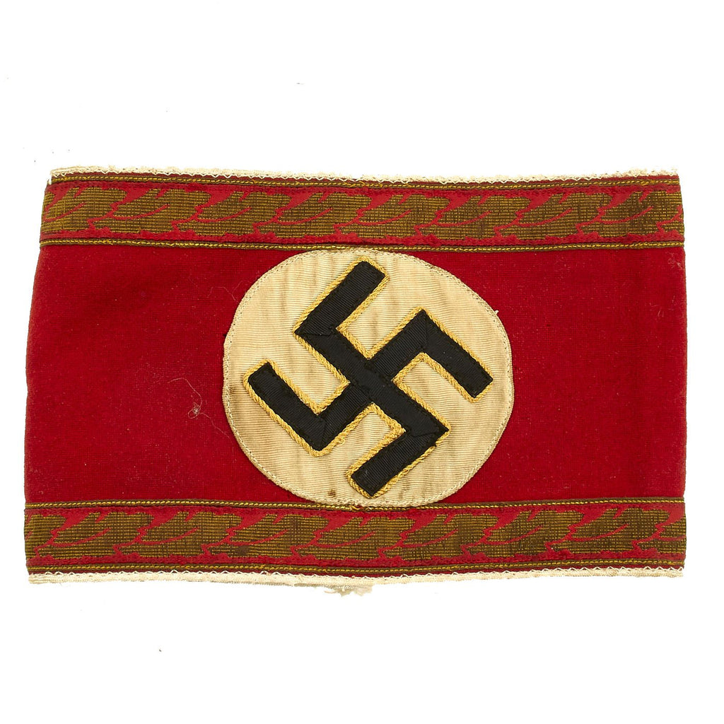 Original German WWII NSDAP Kreis Level Administrative Armband with White Piping and Faded RZM Tag Original Items