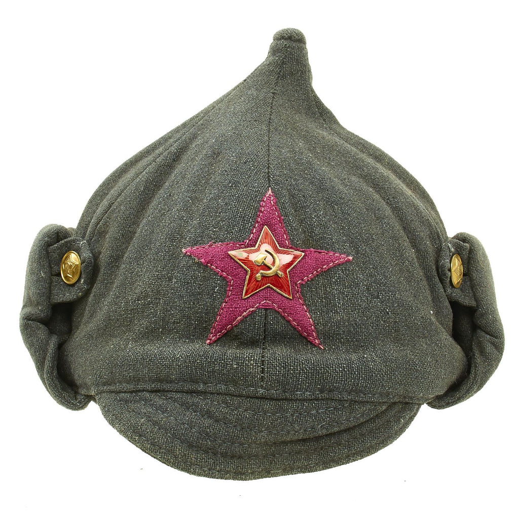 Original Soviet Russian WWII M36 Budenovka Winter Cap - dated 1939 Original Items