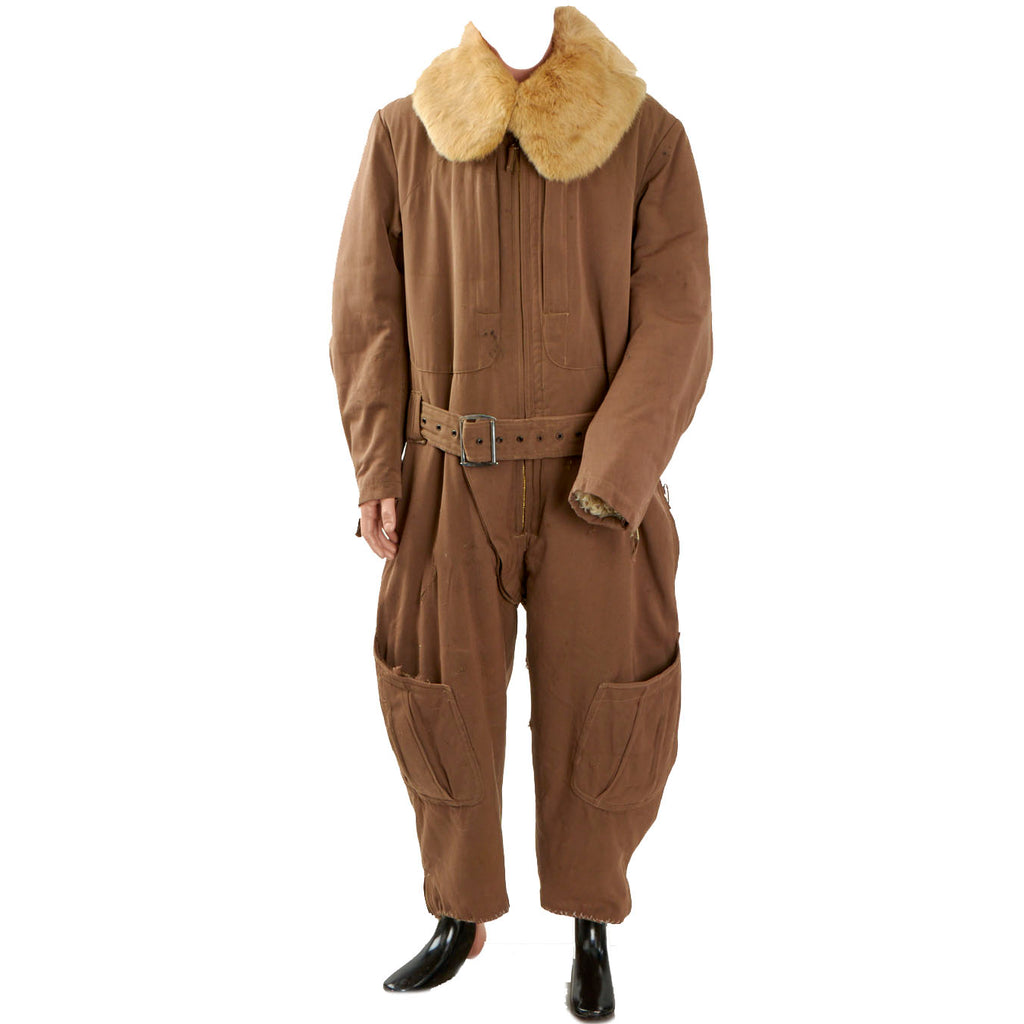 Original Imperial Japanese WWII Winter Fur Lined Pilot Electric Heated Flight Suit Original Items