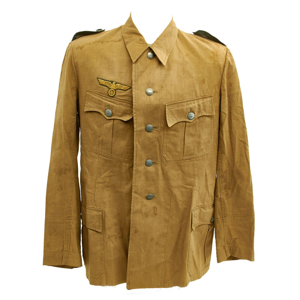 Original German WWII M42 Kriegsgmarine Coastal Artillery Khaki Herringbone Twill Artilleristmaat Uniform Jacket Original Items