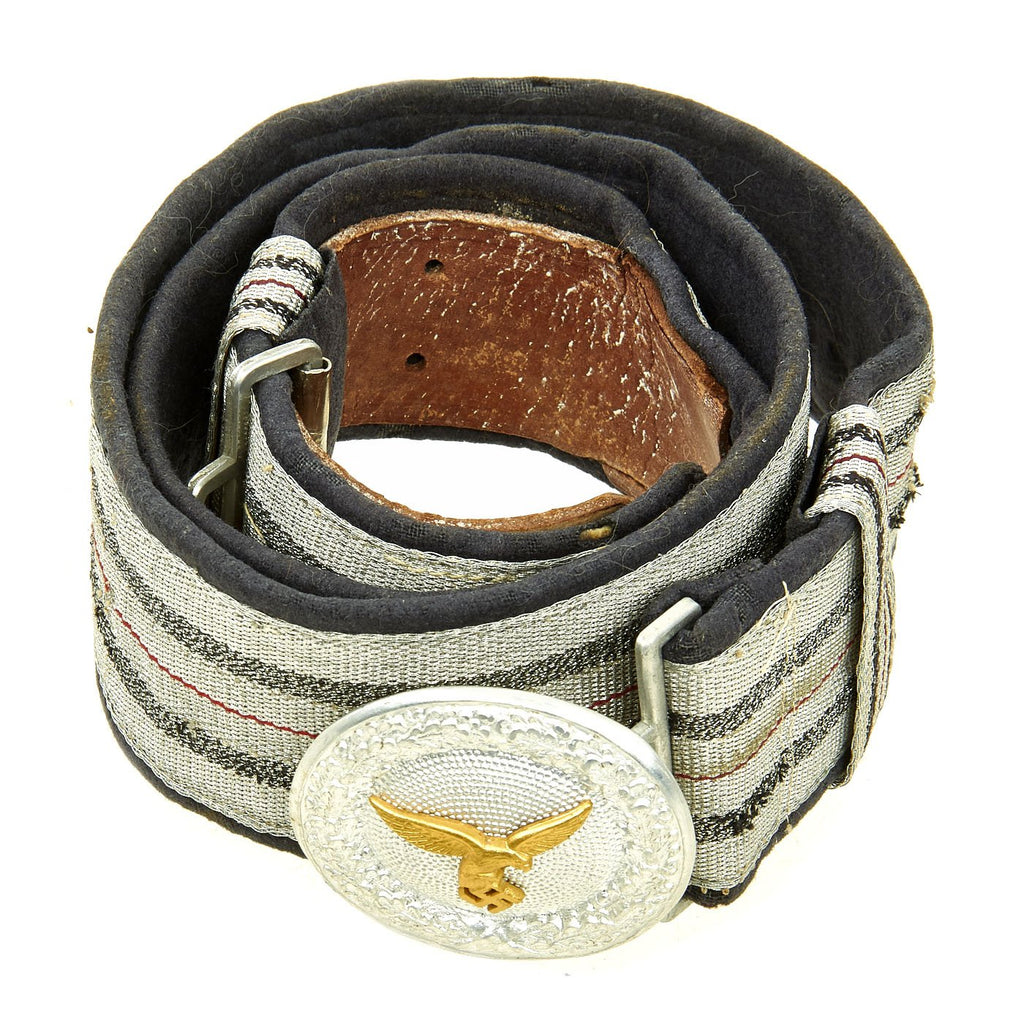 Original German WWII Luftwaffe Officer's Dress Brocade Belt with Aluminum Buckle Original Items