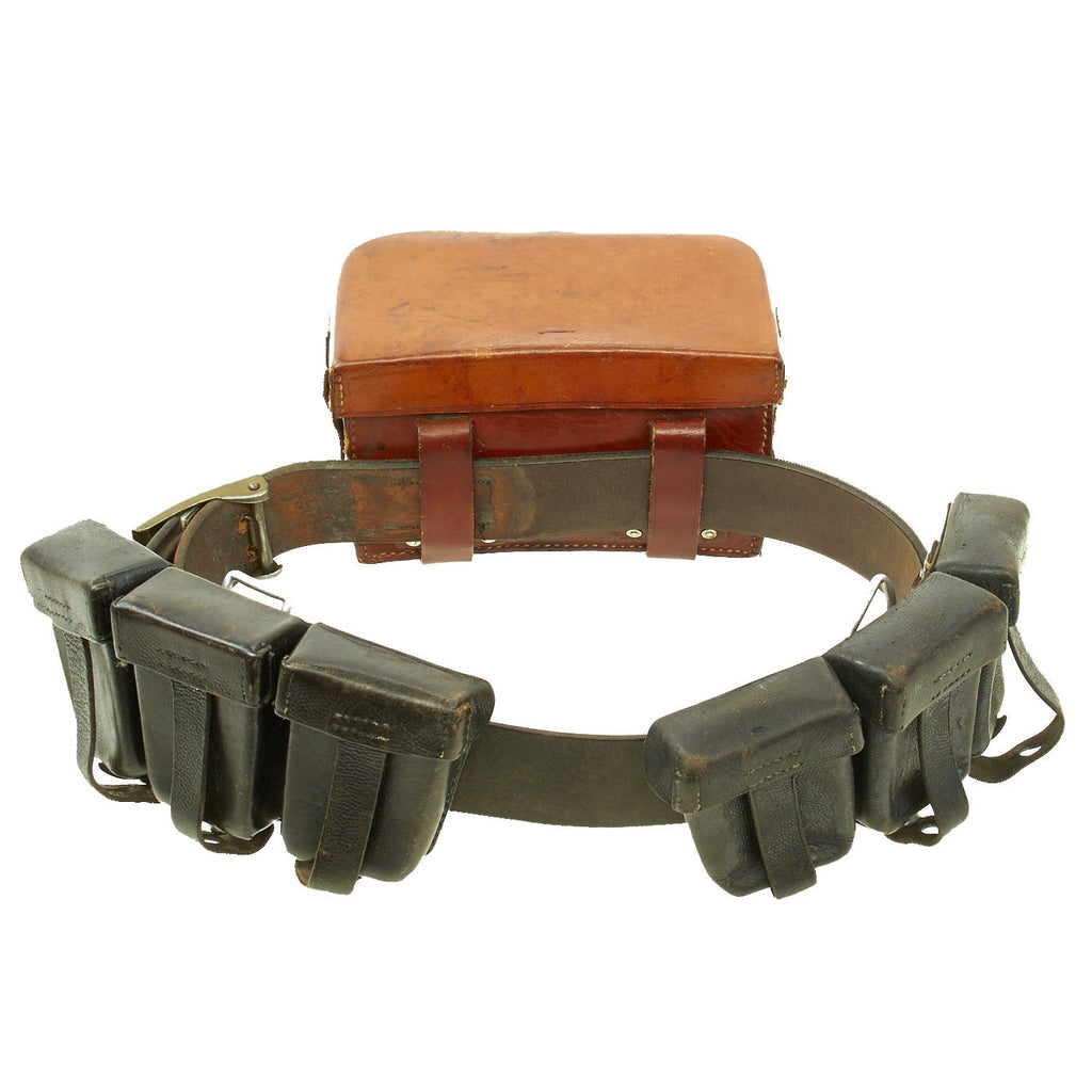 Original German WWII Army Heer Belt & Two 98k Triple Pouches with Luftschutz Medic Case Original Items