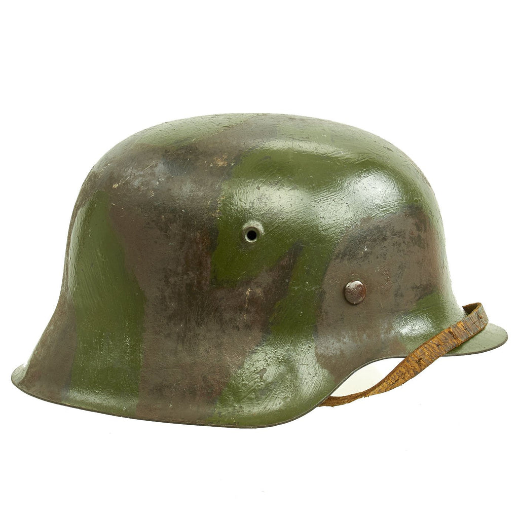 Original German WWII Heer Brown & Green Camouflage M40 Helmet with 58cm Liner - Marked ckl66 Original Items