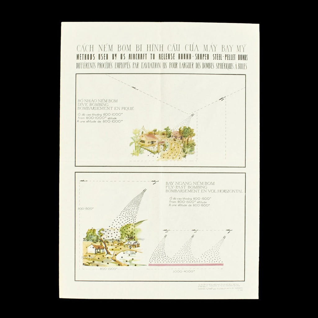 Original North Vietnamese Army U.S. War Crimes Round-Shaped Steel-Pellet Bombs Propaganda Poster Original Items