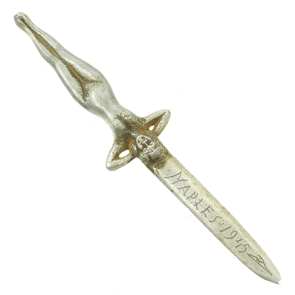 Original U.S. WWII Italian Naked Woman NAPLES 1945 Aluminum Knife - USGI Souvenir Trench Art Original Items