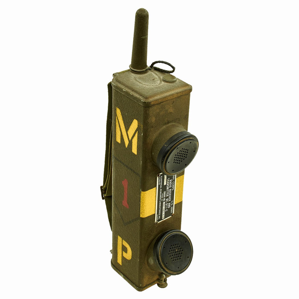 Original U.S. WWII Handie Talkie SCR-536 Radio Transceiver Marked to 1st Infantry Division Military Police MP Original Items