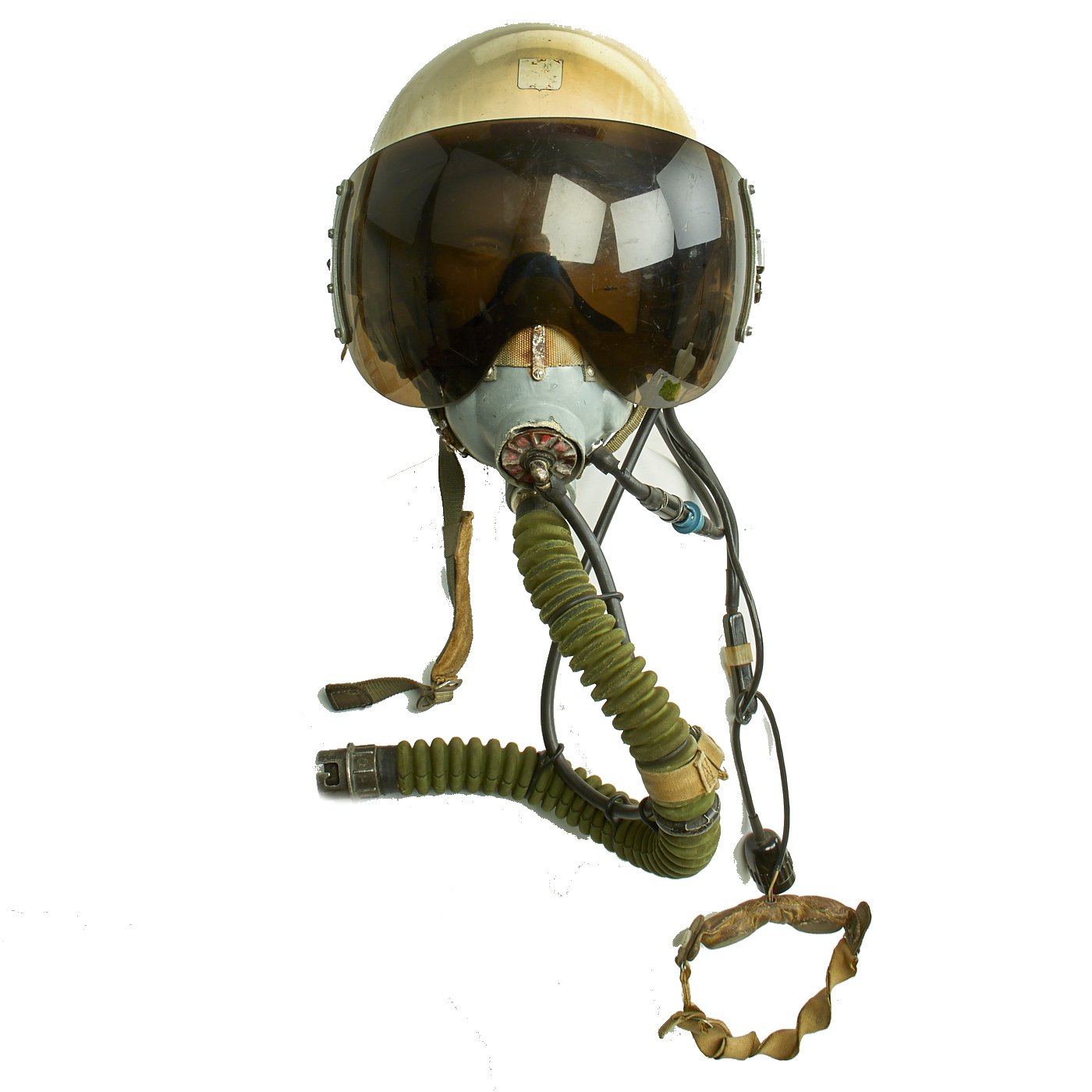 Original Soviet Cold War MiG-29 Fighter Jet Flight Helmet ZSh-5MKV2 with Oxygen Mask KM-34