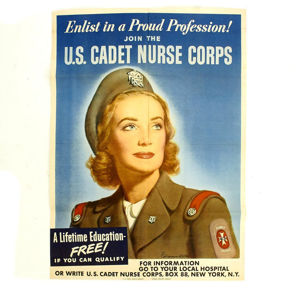 Original U.S. WWII 1943 Enlist in a Proud Profession! U.S. Cadet Nurse Corps Poster  - 20" x 28" Original Items
