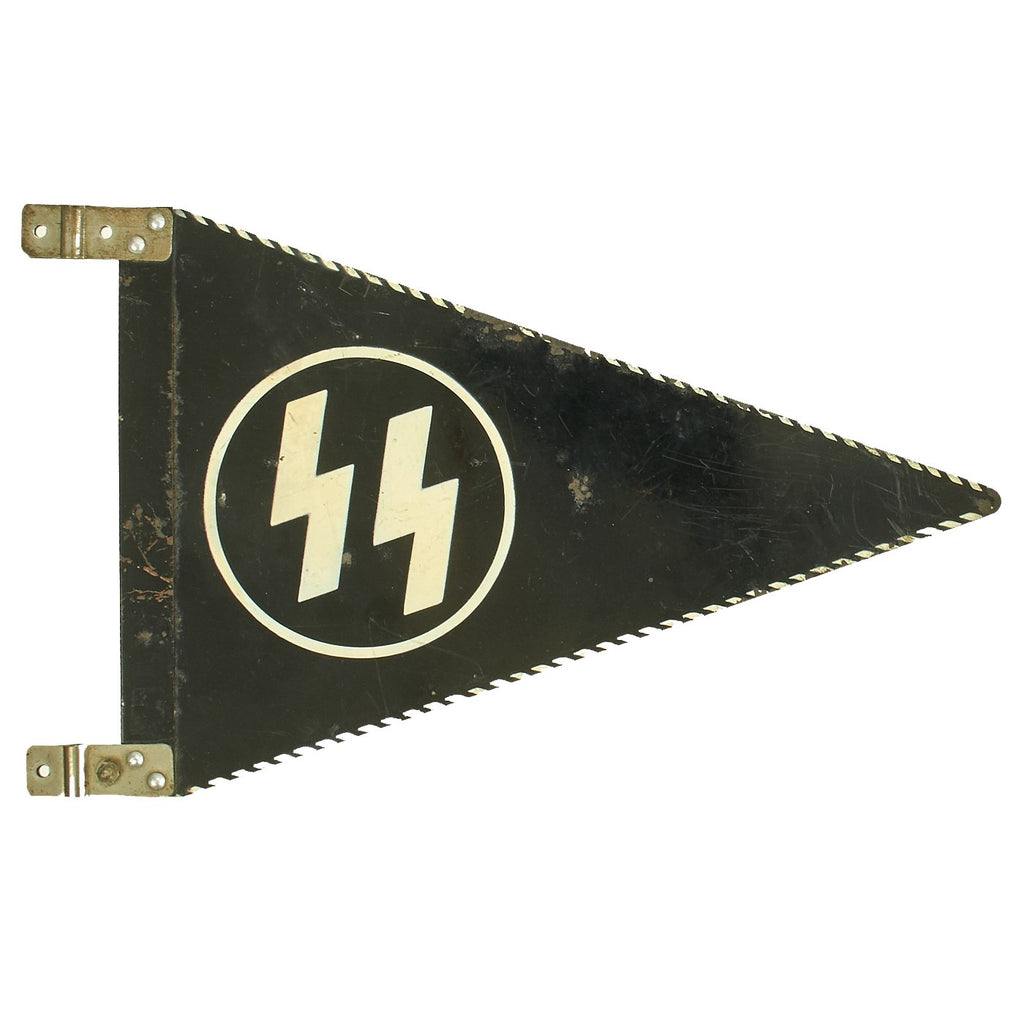 Original German WWII SS Schutzstaffel Vehicle Staff Pennant Rigid Steel Flag by Max Knobloch - RZM M3/61 Original Items