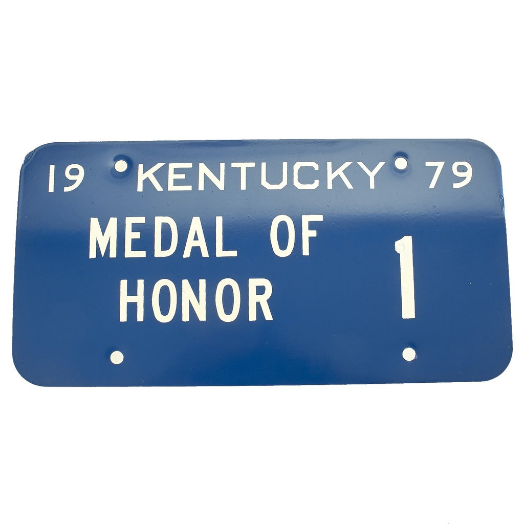 Original U.S. Medal of Honor State of Kentucky License Plate dated 1979 Original Items